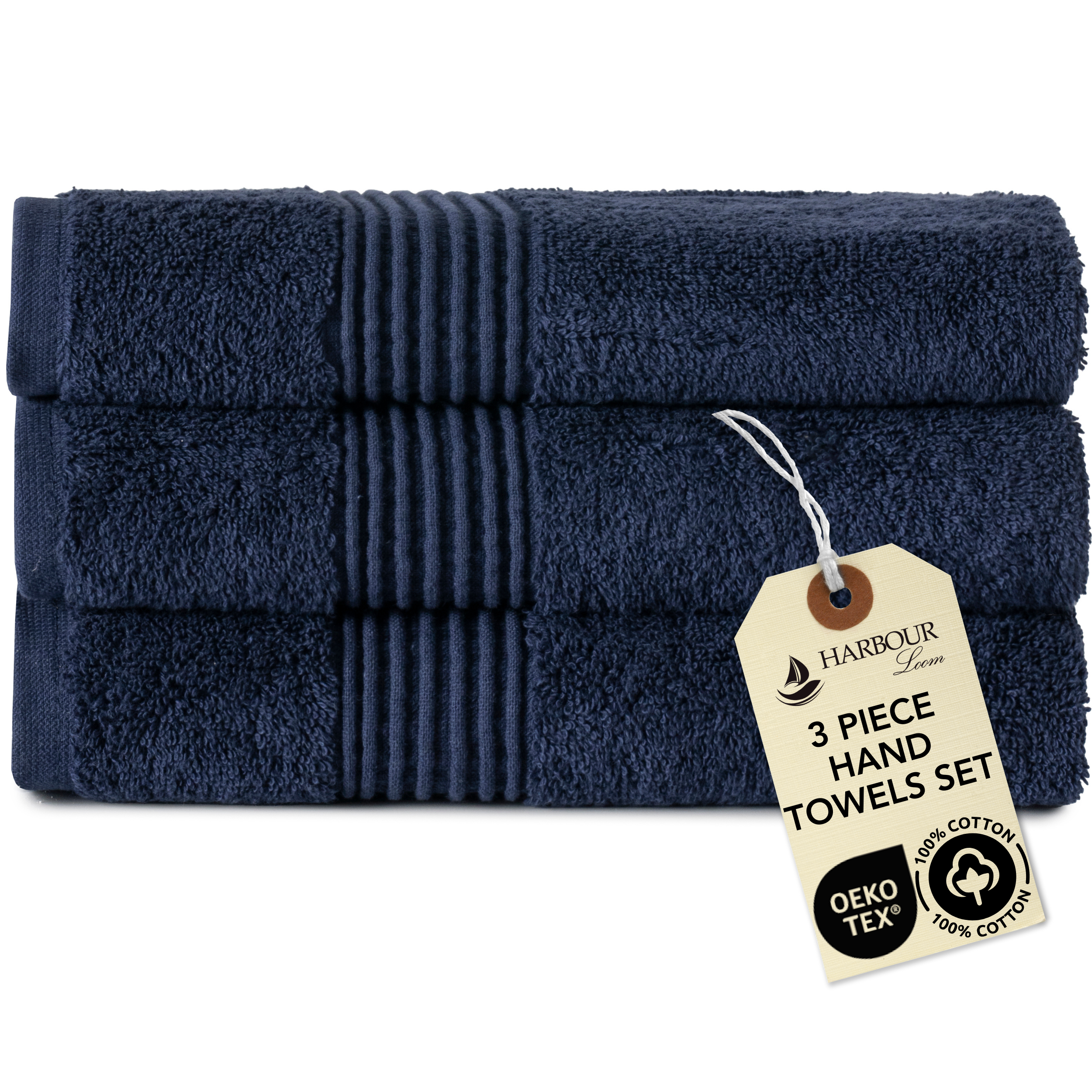 Boulevard Series Azure Cotton Hand Towel Sets – Soft & Absorbent | 3 Pieces