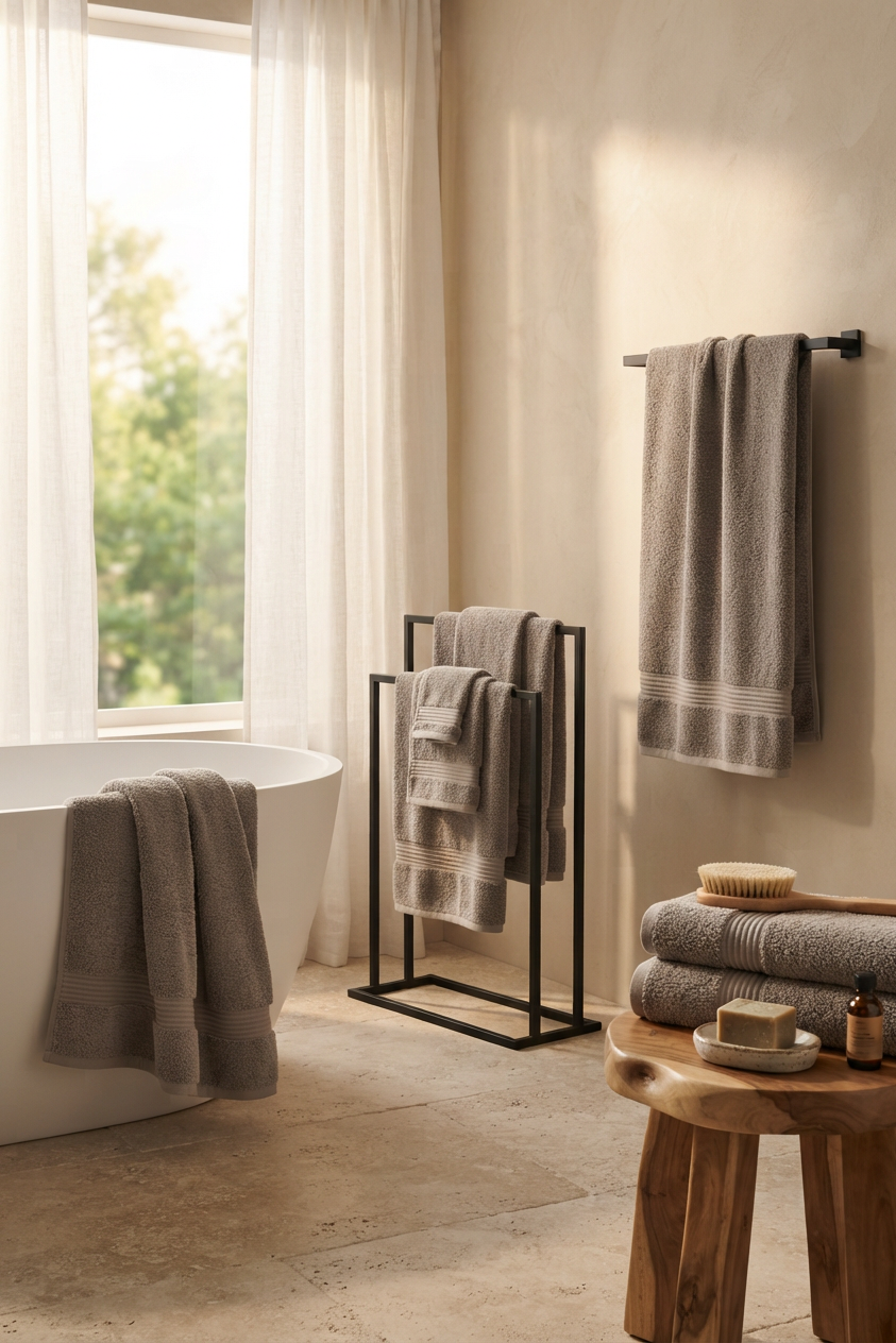 Boulevard Series Quartz Taupe Cotton Mix Size Towel Sets – Soft & Absorbent | 3 Pieces