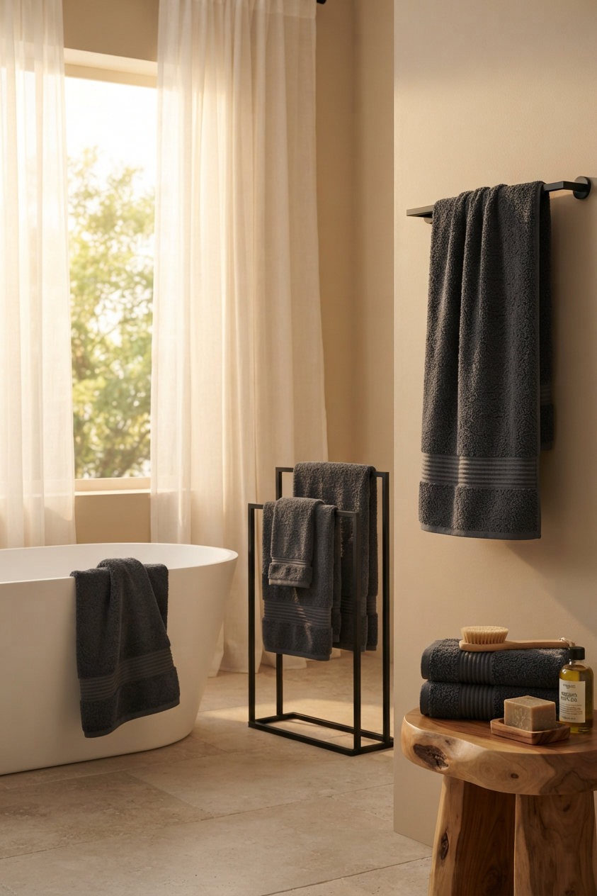 Boulevard Series Silver Grey Cotton Mix Size Towel Sets – Soft & Absorbent | 3 Pieces