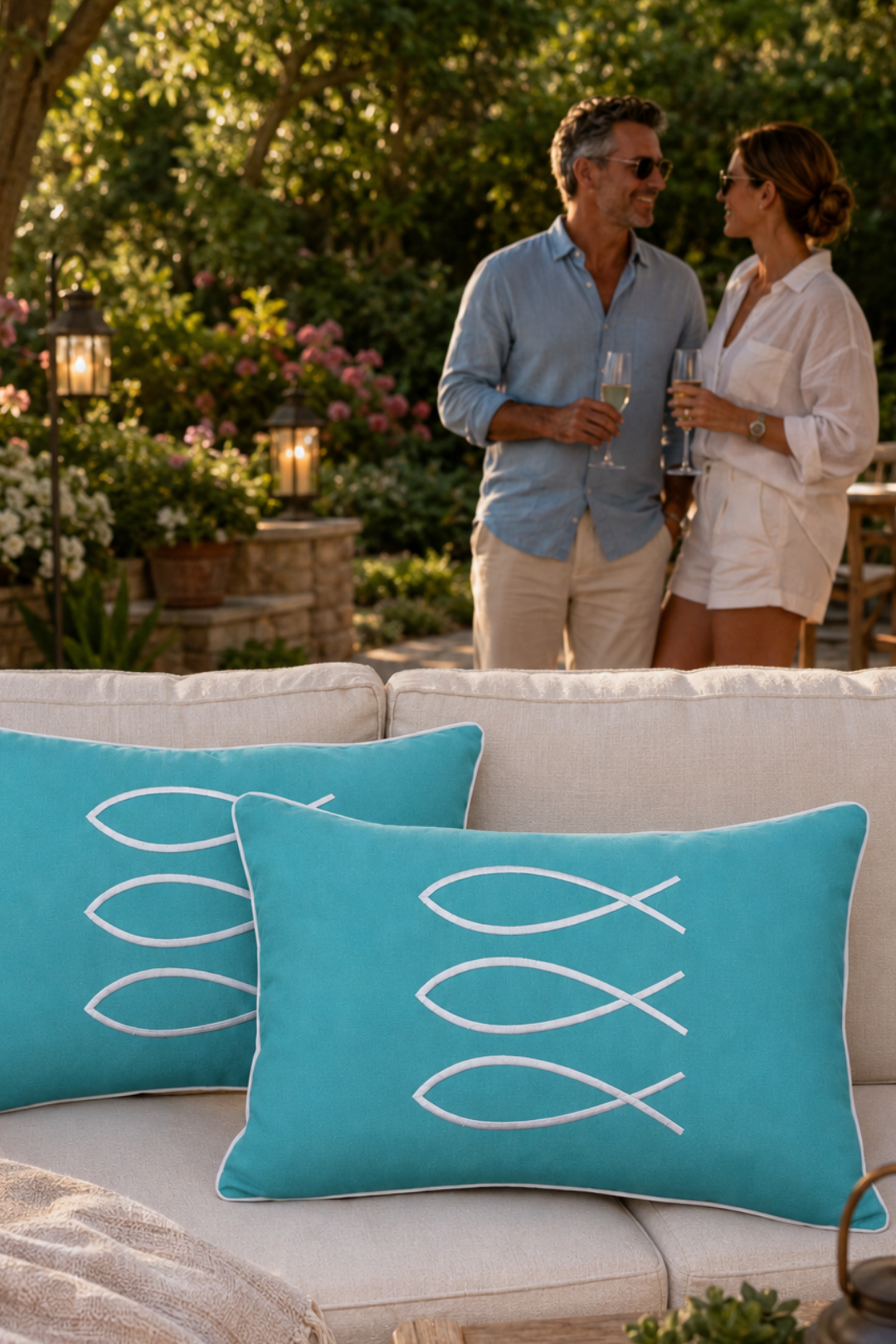 Trifin Embroidered Pillow Cover – Turquoise | 16x24"
