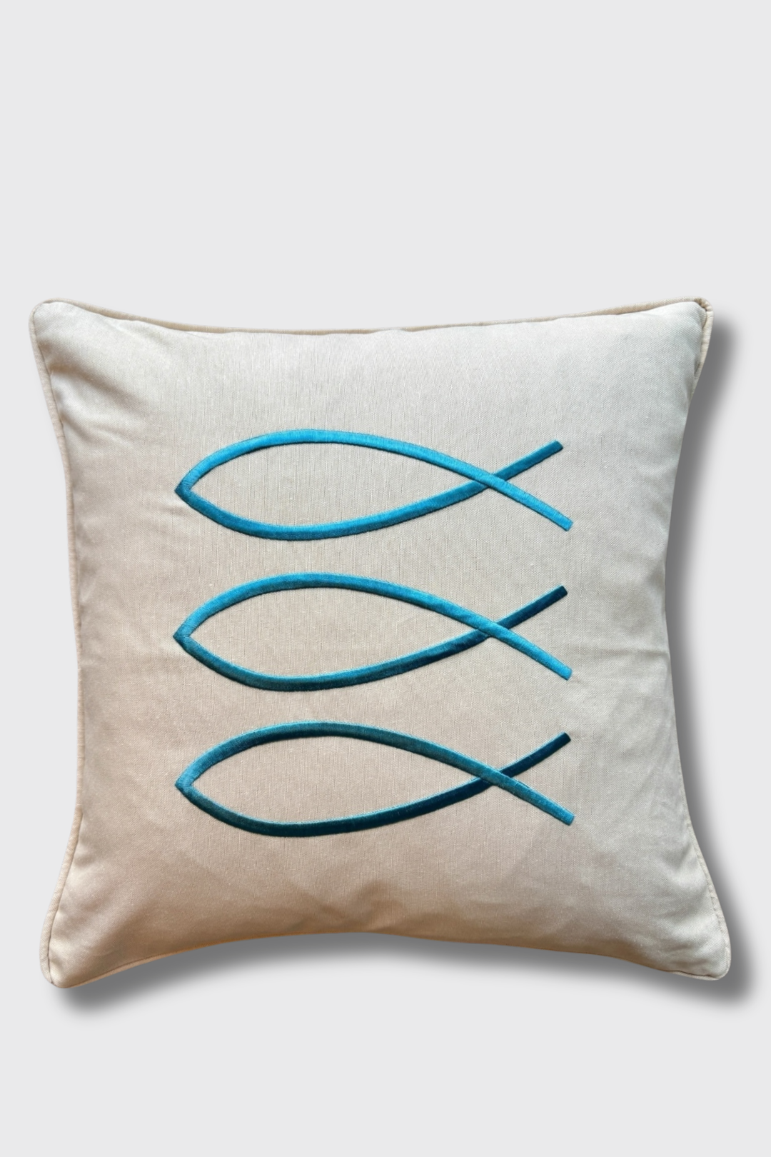 Trifin Embroidered Pillow Cover – Sand | 18x18"