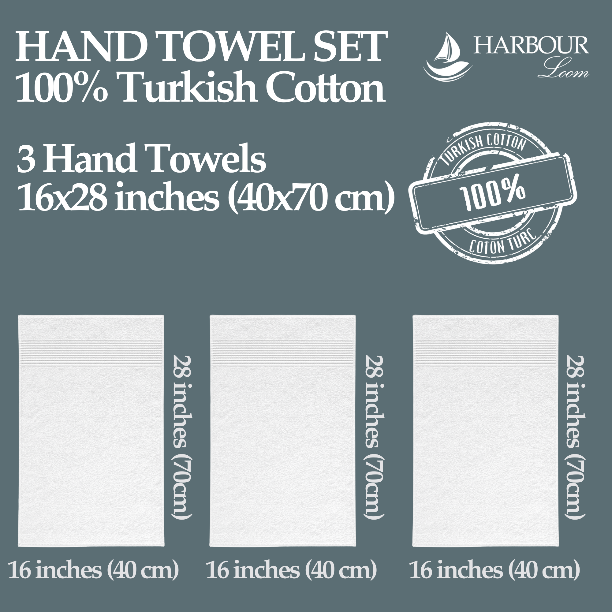 Boulevard Series Ice Cotton Hand Towel Sets – Soft & Absorbent | 3 Pieces