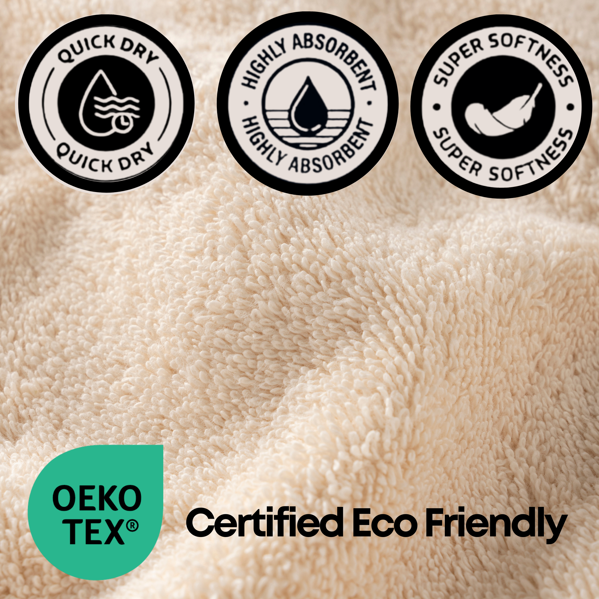 Boulevard Series Ivory Cotton Hand Towel Sets – Soft & Absorbent | 3 Pieces