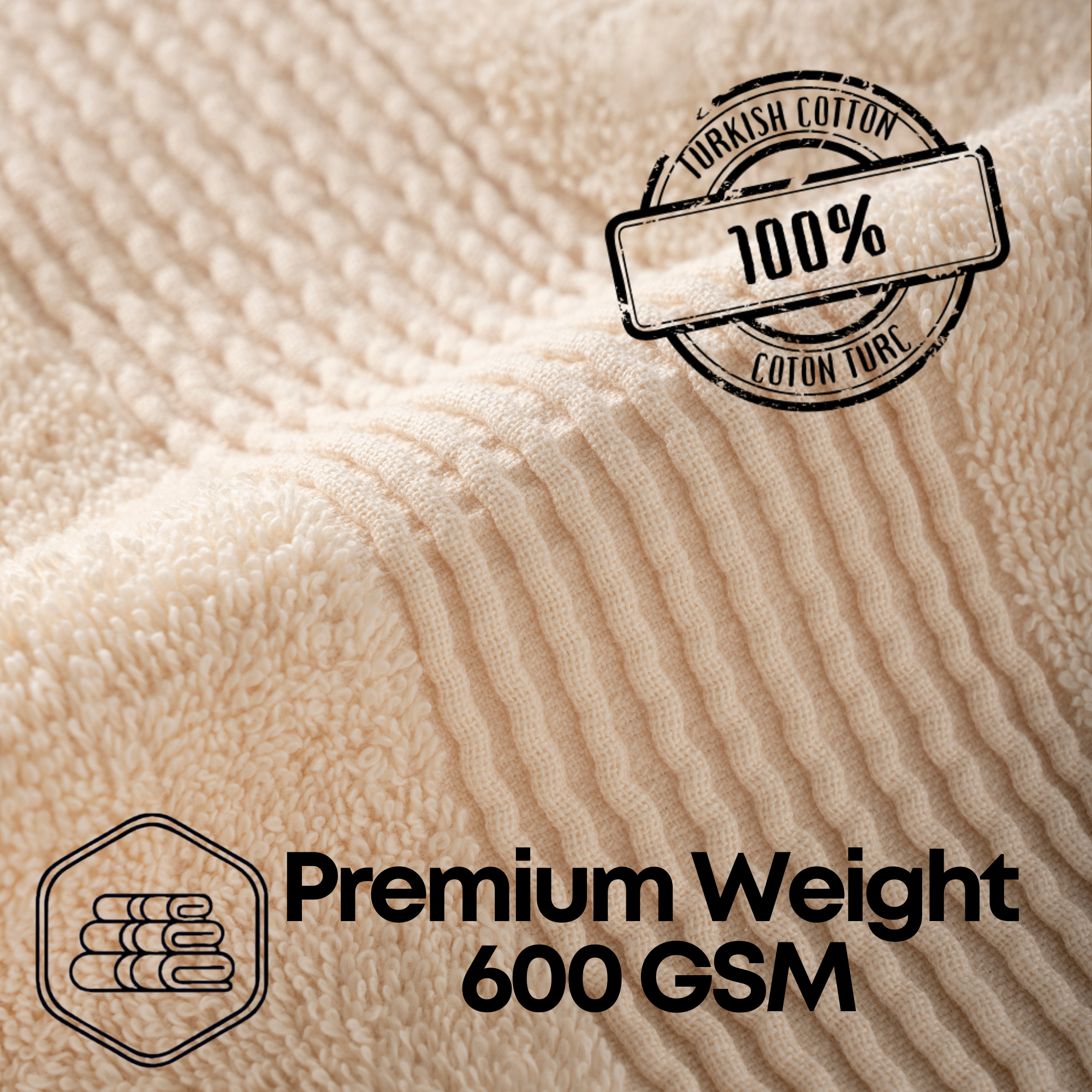 Boulevard Series Ivory Cotton Hand Towel Sets – Soft & Absorbent | 3 Pieces