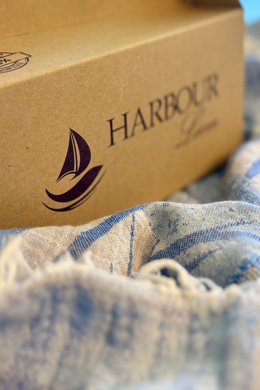 Harbourloom colourful 100% cotton eco-friendly beach towel – ultra-absorbent, fast-drying, lightweight design ideal for beach days, pool parties, and summer travel.