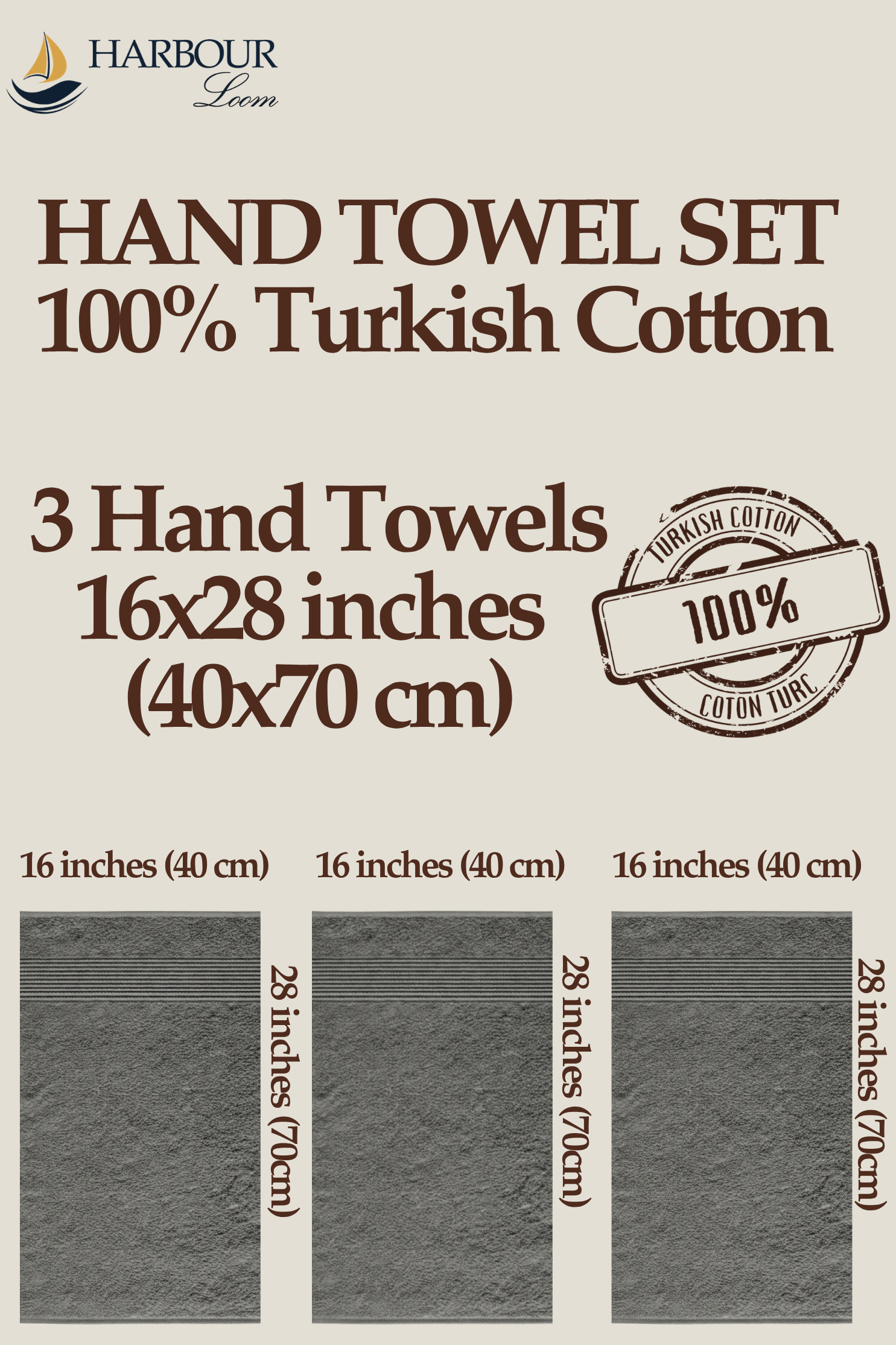 Soft grey 100% Turkish cotton bath towel bundle, set of 2 large towels 70x140 cm.
