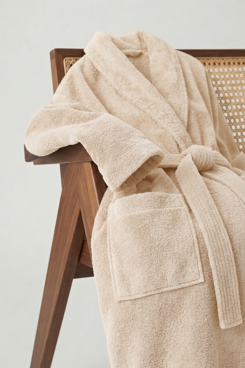 Peignoir Boulevard Ivory en coton éponge à rayures – Doux et absorbant | 1 pièce
