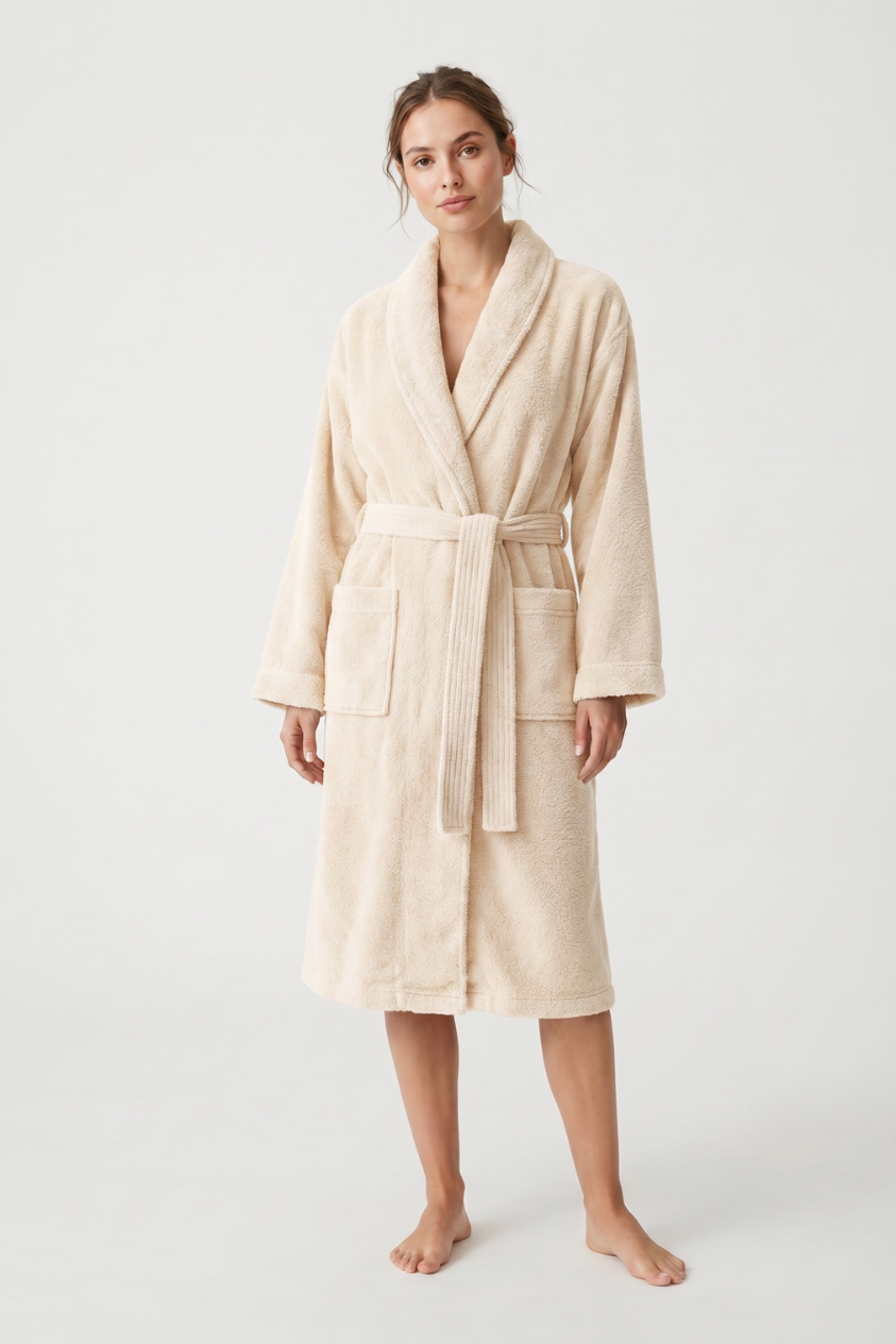 Peignoir Boulevard Ivory en coton éponge à rayures – Doux et absorbant | 1 pièce