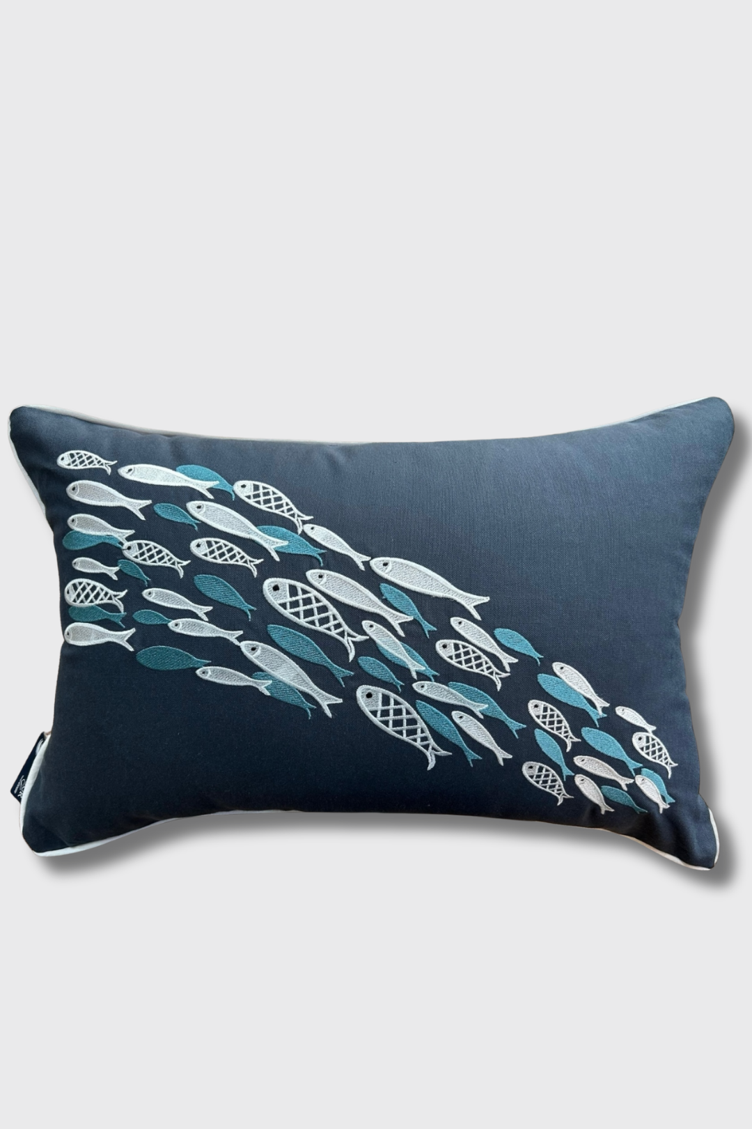 Aqua Dance Embroidered Pillow Cover – Azure | 16x24"