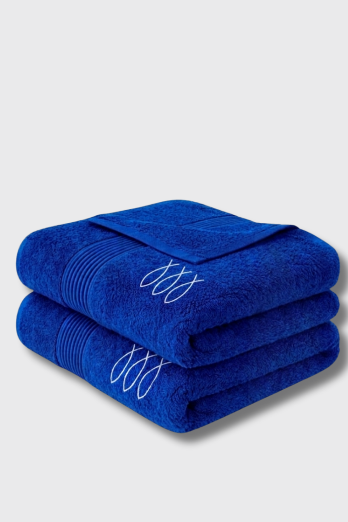 Harbourloom Trifin Marine Towel in Azure, set of 2