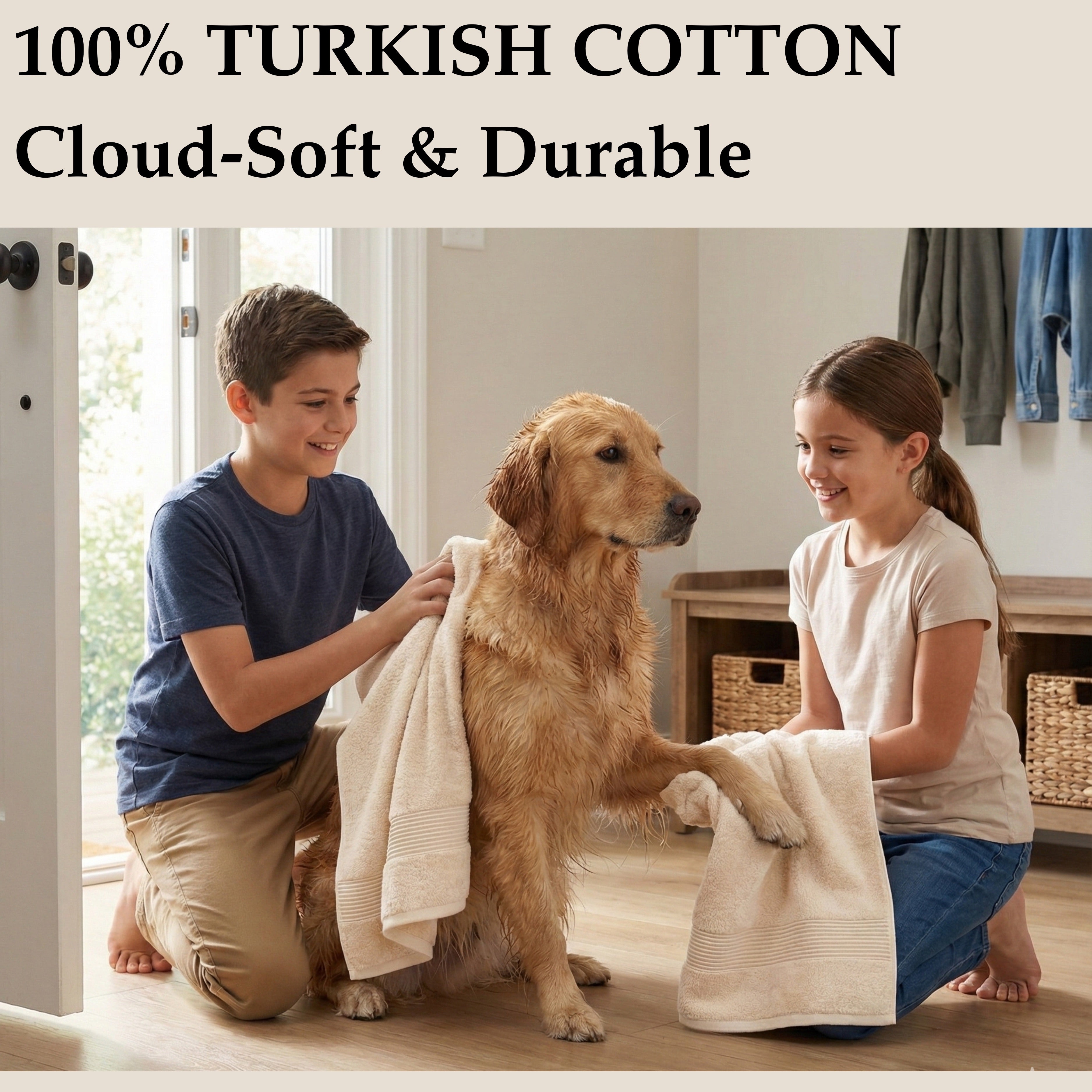 Boulevard Series Ivory Cotton Hand Towel Sets – Soft & Absorbent | 3 Pieces