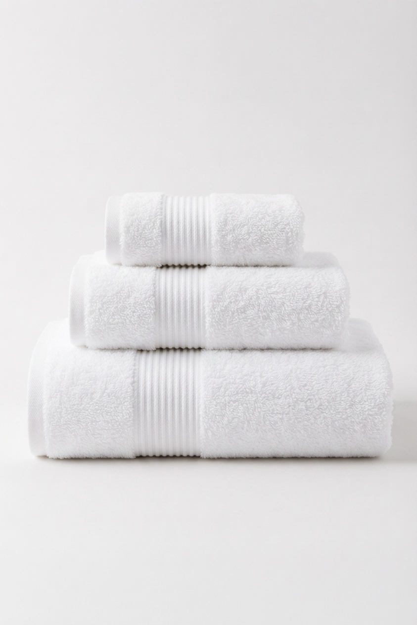 Boulevard Series Ice White Cotton Mix Size Towel Sets – Soft & Absorbent | 3 Pieces