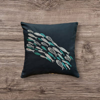 Aqua Dance  Azure Color Embroidery Pillow Cover 18