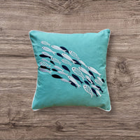 Aqua Dance Turquoise Color Embroidery Pillow Cover 18