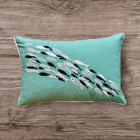 Aqua Dance Turquoise Color Embroidery  Pillow Cover 16