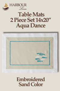 Aqua Dance Sand Colored Place Mat 14x20” | 2 Pieces