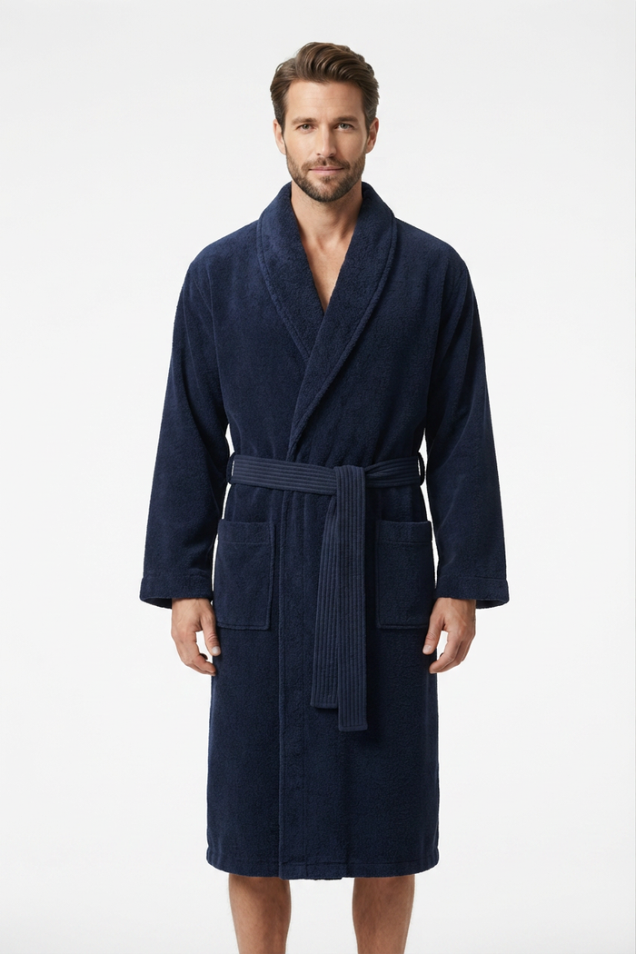 Peignoir Boulevard Azure en coton éponge à rayures – Doux et absorbant | 1 pièce