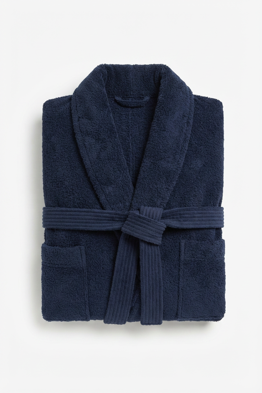 Harbour Loom Mood Series Relaxed Fit Men's Bathrobe Azure Blue 100% Turkish Cotton Terry Cloth Spa Hotel Quality Soft Absorbent Housecoat Luxury Gift| 1 Piece