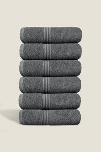 Boulevard Series Silver Cotton Face Towel Sets – Soft & Absorbent | 6 Pieces