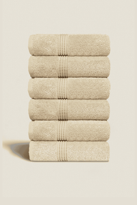 Boulevard Series Ivory Cotton Face Towel Sets – Soft & Absorbent | 6 Pieces