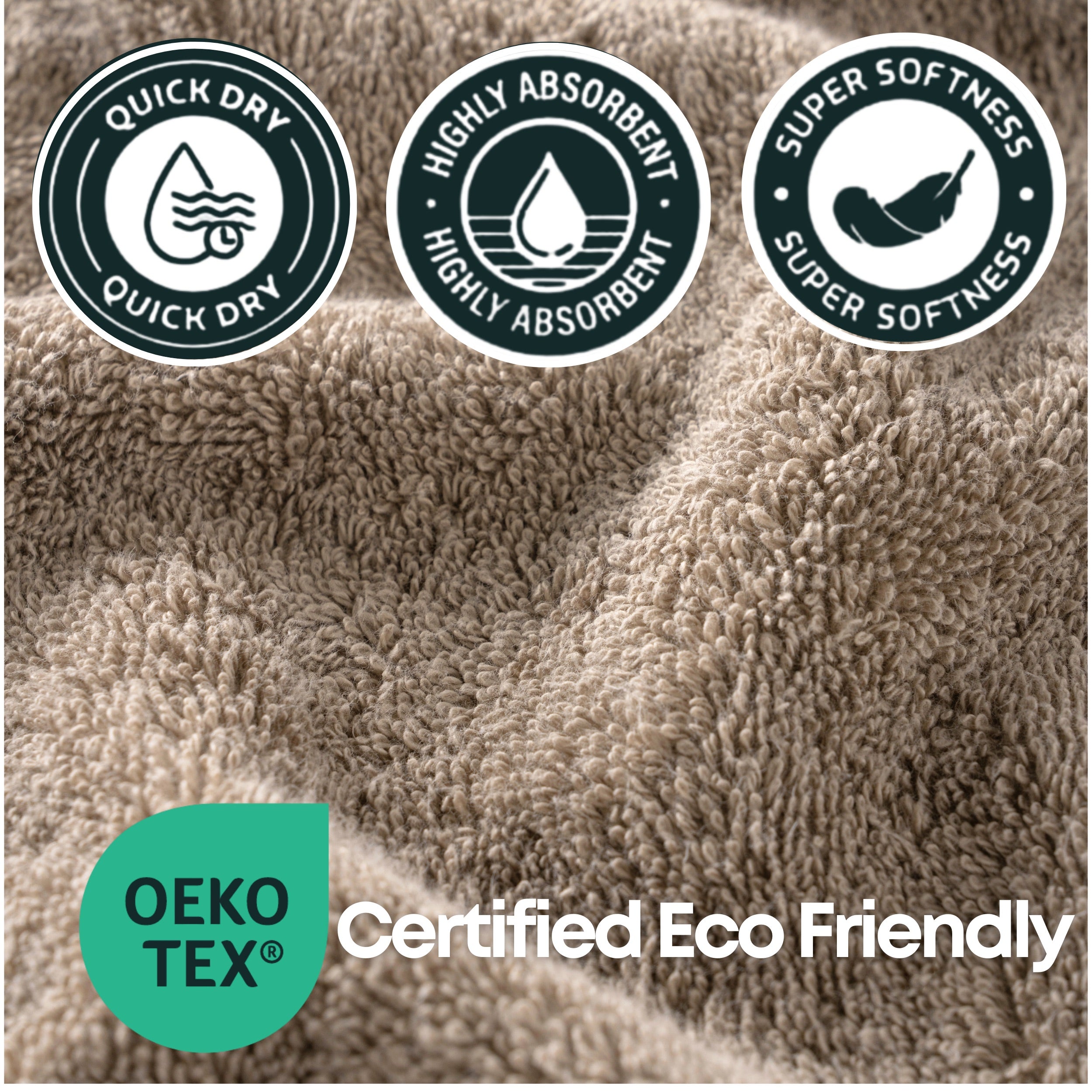 Boulevard Series Taupe Quartz Cotton Hand Towel Sets – Soft & Absorbent | 3 Pieces