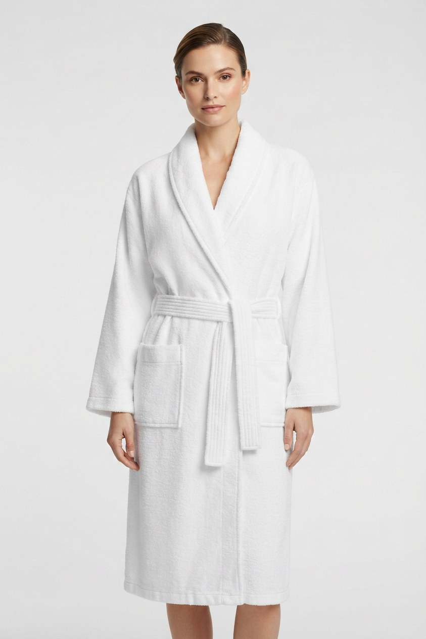 Harbour Loom Mood Series Relaxed Fit Women's Bathrobe Ice White 100% Turkish Cotton Terry Cloth Spa Hotel Quality Soft Absorbent Housecoat Luxury Gift| 1 Piece