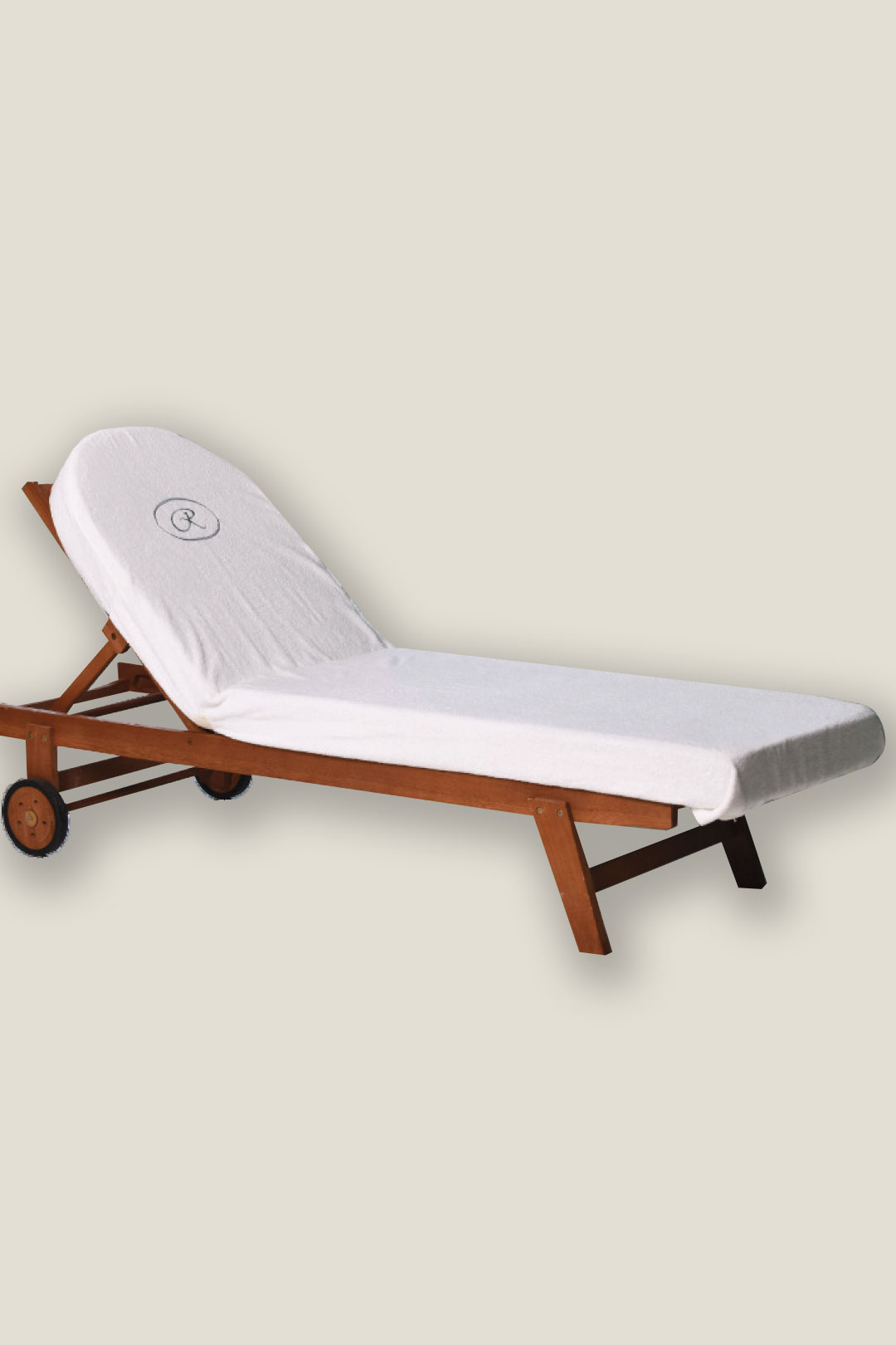 Plush, high-quality lounge chair covers used in hotel and spa settings.