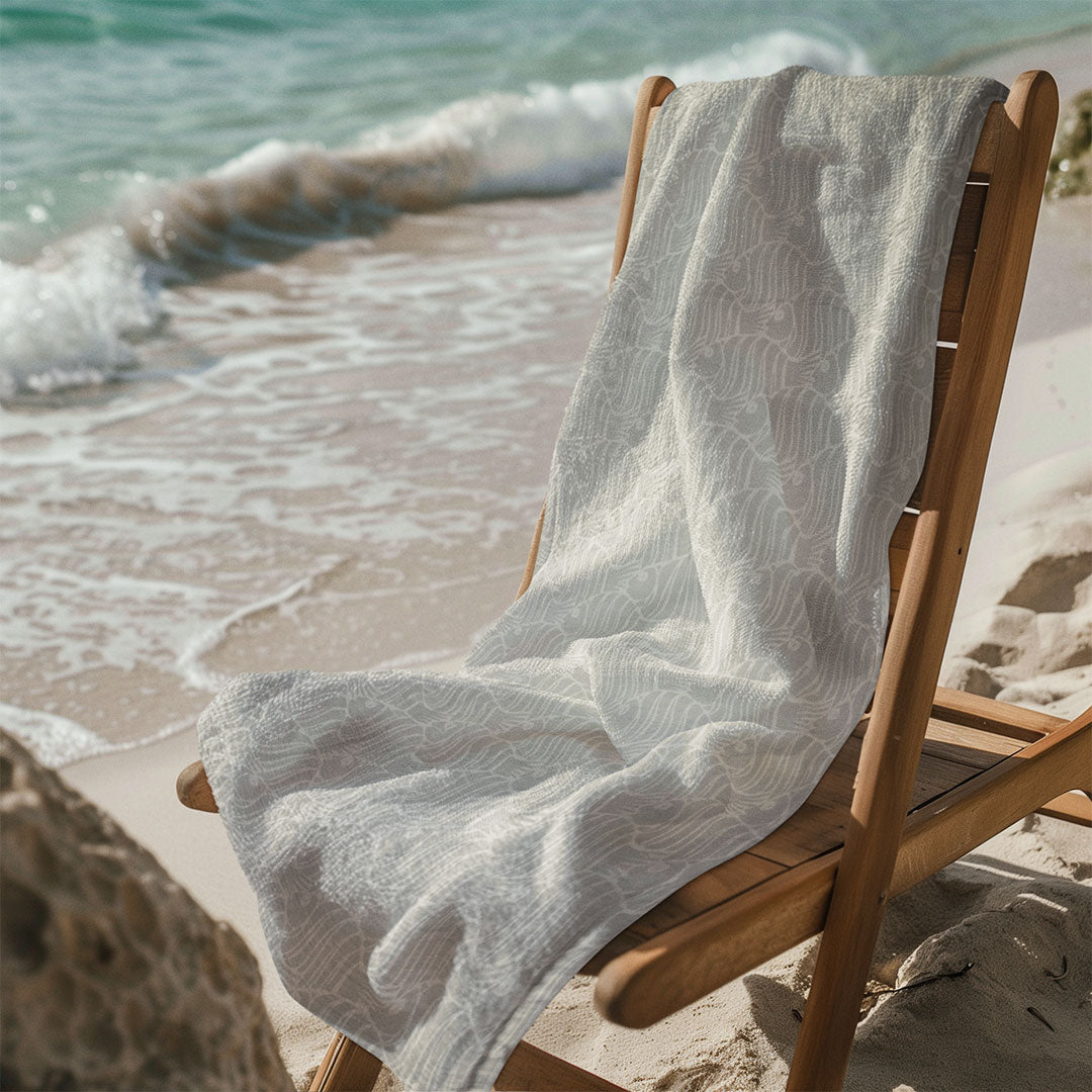Harbourloom colourful 100% cotton eco-friendly beach towel – ultra-absorbent, fast-drying, lightweight design ideal for beach days, pool parties, and summer travel. 