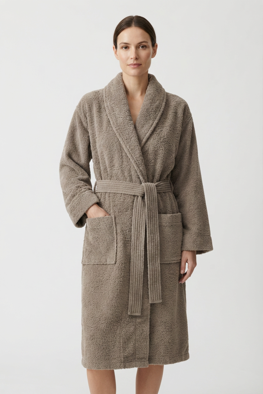 Harbour Loom Mood Series Relaxed Fit Women's Bathrobe Quartz Taupe 100% Turkish Cotton Terry Cloth Spa Hotel Quality Soft Absorbent Housecoat Luxury Gift| 1 Piece