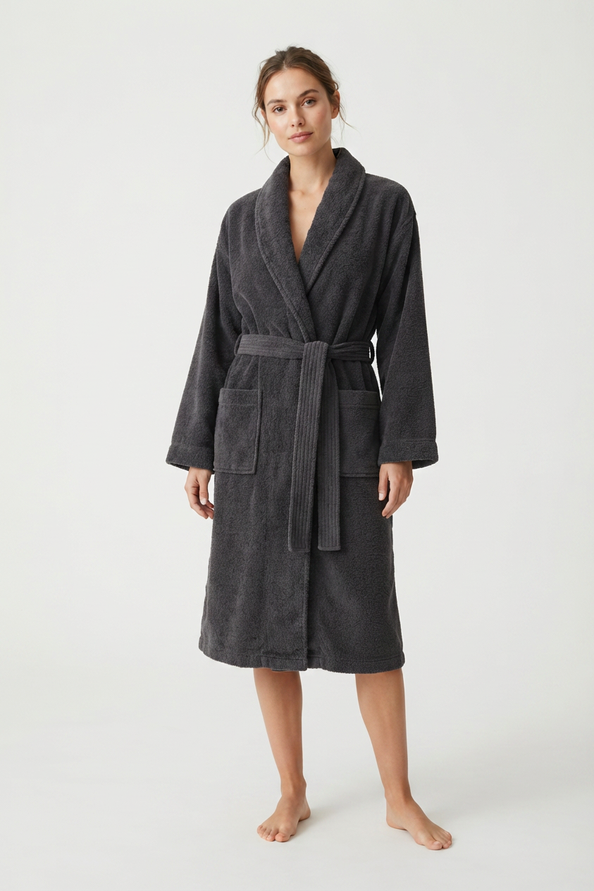 Harbour Loom Mood Series Relaxed Fit Women's Bathrobe Silver Grey 100% Turkish Cotton Terry Cloth Spa Hotel Quality Soft Absorbent Housecoat Luxury Gift| 1 Piece