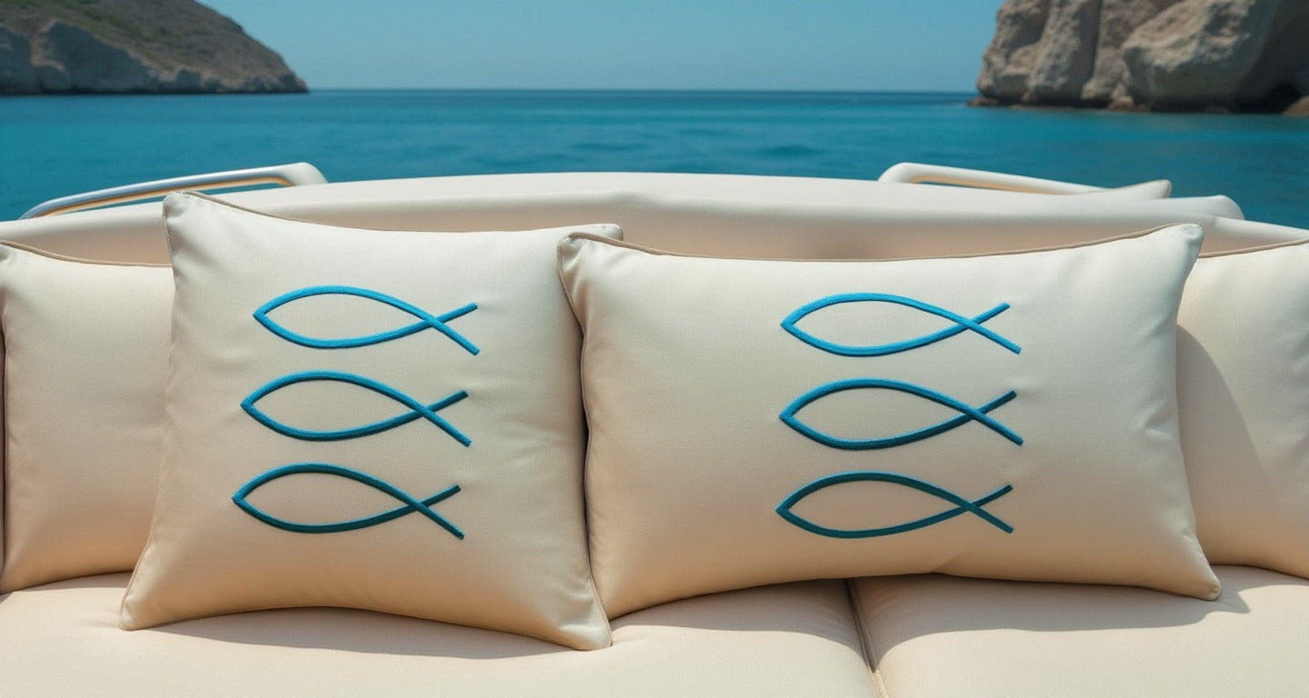 Triffin sand water-repellent pillow cover – durable, stylish, and designed for boats, outdoor seating, and all-weather use.