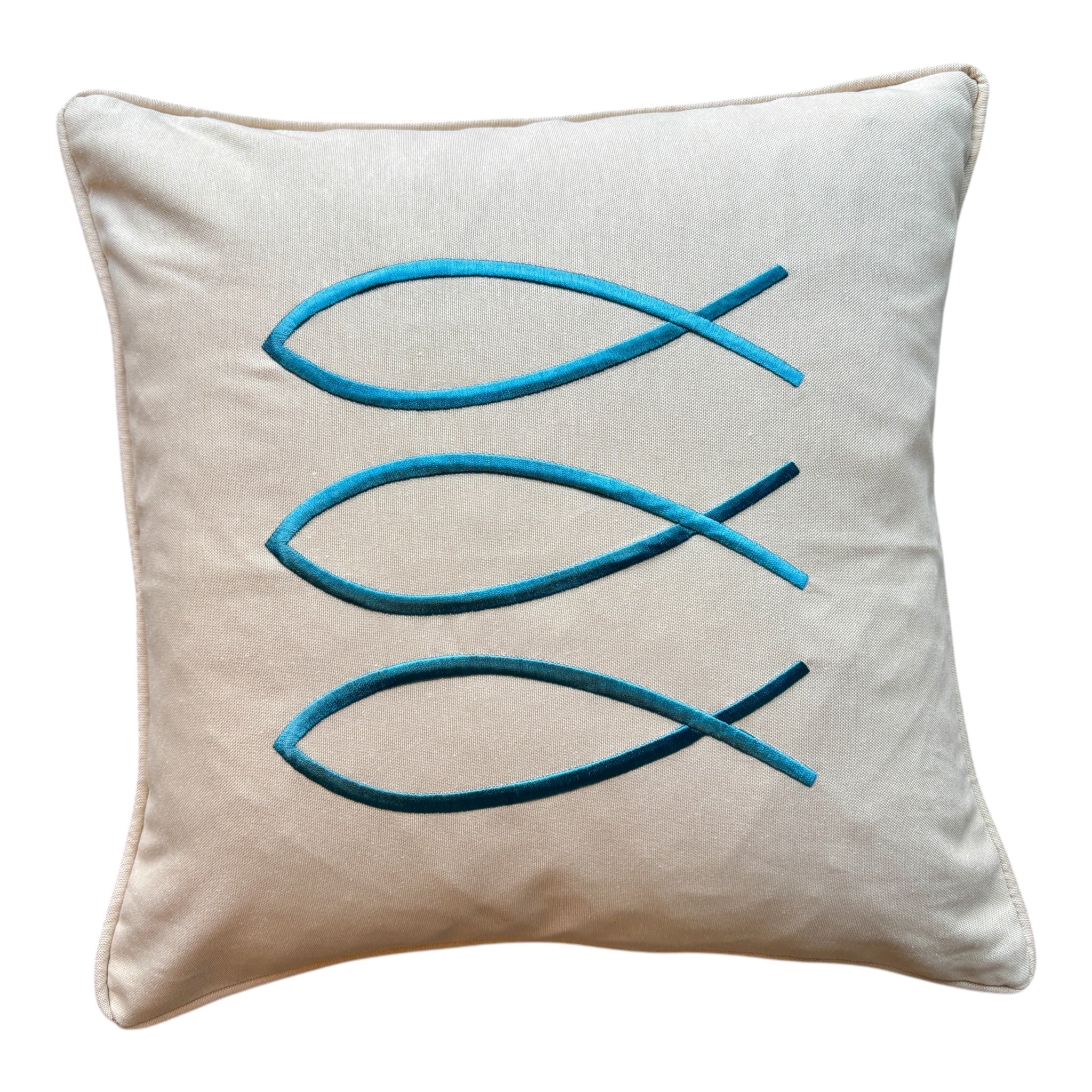 Trifin decorative pillow in sand color, measuring 17.7 by 17.7 inches