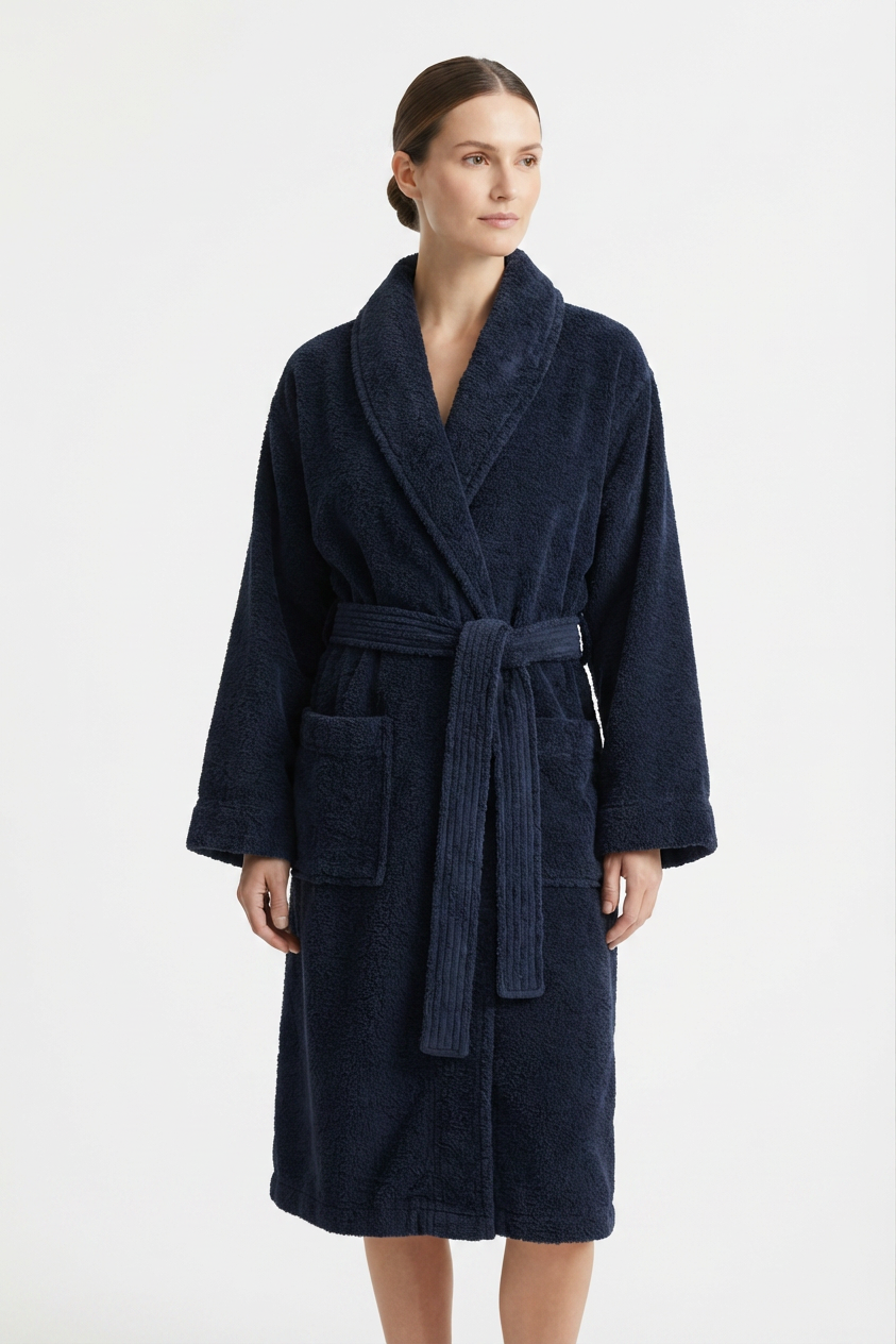 Harbour Loom Mood Series Relaxed Fit Women's Bathrobe Azure Blue 100% Turkish Cotton Terry Cloth Spa Hotel Quality Soft Absorbent Housecoat Luxury Gift| 1 Piece