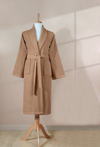 Boulevard Earth Cotton Striped Terry Bathrobe – Soft & Absorbent | 1 Piece