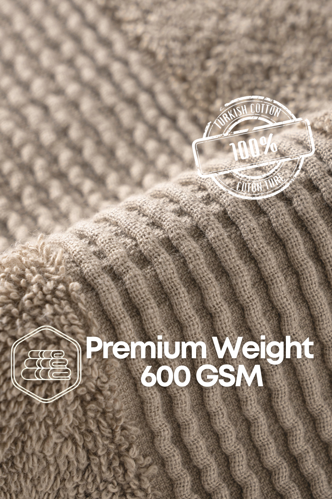Complete Harbourloom taupe brown towel collection, includes 100% Turkish cotton bath, hand, and face towels in a coordinated set.