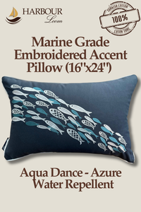 Aqua Dance  Azure Color Embroidery Pillow Cover with Insert 16