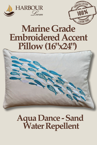 Aqua Dance Sand Color Embroidery Pillow Cover with Insert  16