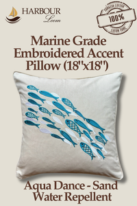 Aqua Dance Sand Color Embroidery Pillow Cover with Insert  18
