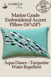 Aqua Dance Turquoise Color Embroidery  Pillow Cover with Insert  16