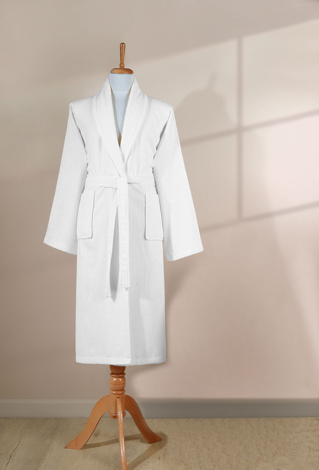 Cotton Striped Terry Bathrobe 