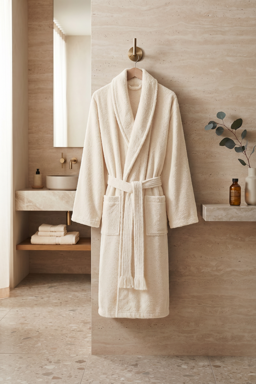 Peignoir Boulevard Ivory en coton éponge à rayures – Doux et absorbant | 1 pièce